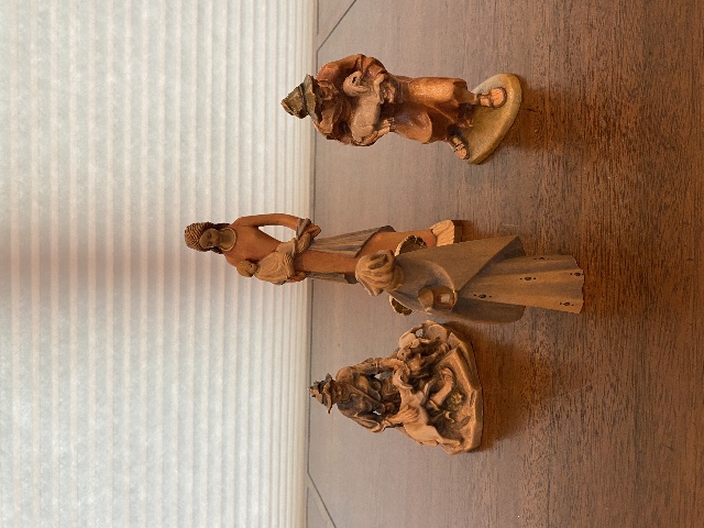 BEAUTIFUL VTG SET(4) OTCO Great Detailed Wood Carved Nativity Figurines ITALY
