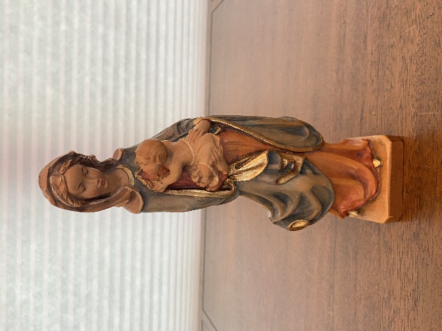 STUNNING VTG Madonna & Child Wood Carved PAINTED Figurine 10.5"H MADE IN ITALY