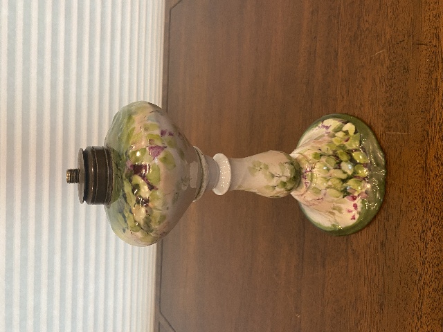BEAUTIFUL ANTIQUE LIMOGES FRANCE Floral PAINTED Porcelain Lamp Base 9.75"H