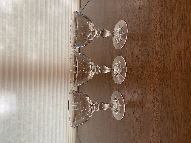 STUNNING SET(3) VTG HAWKES Crystal ALLEGRO Champagne Glasses SIGNED 4.75"H