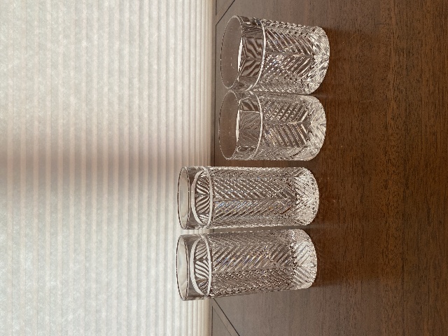 BEAUTIFUL SET(4) HERRINGBONE Crystal Tumbler/Old Fashioned Glasses