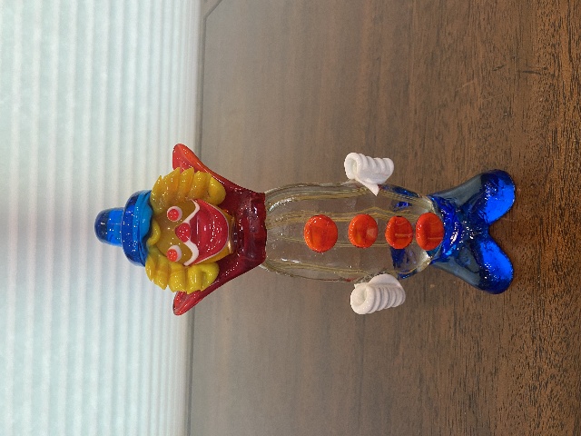 BEAUTIFUL MURANO Multicolored Glass Clown W/Blue Hat Figurine 7"H ITALY