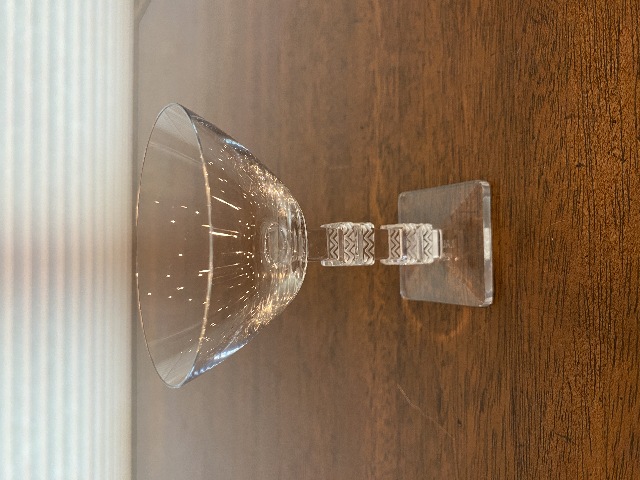 BEAUTIFUL VTG LALIQUE Crystal ARGOS Square Base Glass 4 1/8"H SIGNED, FRANCE