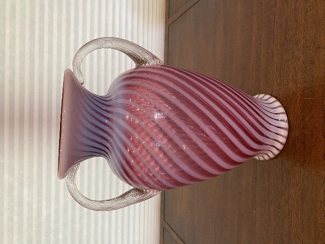 STUNNING VTG LARGE FENTON Cranberry Opalescent Spiral Optic Glass Vase 13"H HTF