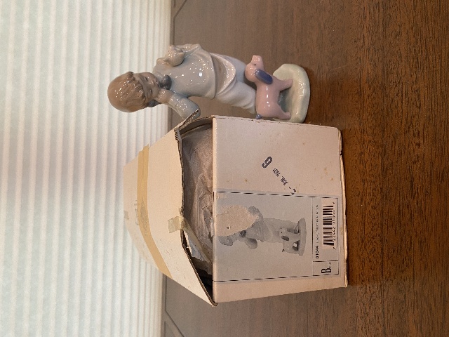 VTG NAO By LLADRO BOY ON PHONE W/ DOG & TEDDY BEAR Figurine #1044 W/BOX 7.25"H