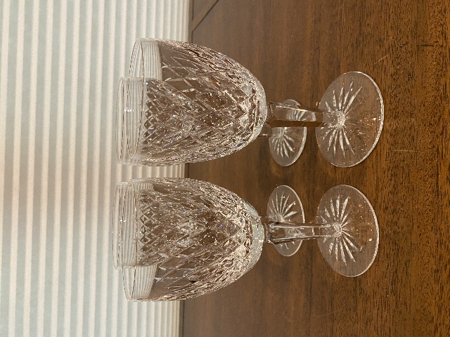 BEAUTIFUL SET(4) WATERFORD Crystal SLANE Water Goblets 7"H, SIGNED, DISCONTINUED