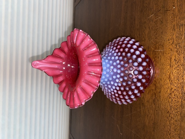 BEAUTIFUL VTG FENTON Cranberry Opalescent Hobnail Jack In The Pulpit Vase 8.5"H