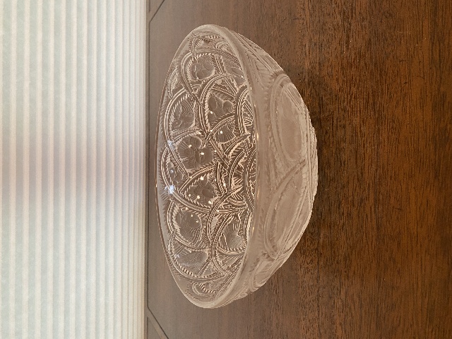 STUNNING VTG LALIQUE Frosted PINSONS Bird Etched Crystal Bowl SIGNED 9.25"W