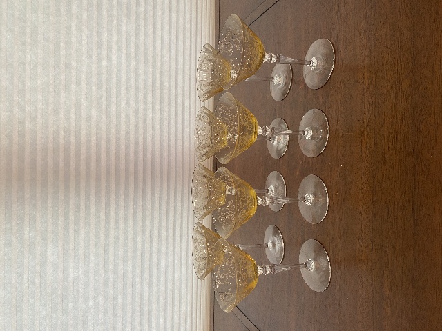 BEAUTIFUL SET(8) Fostoria VERSAILLES TOPAZ Champagne/Tall Sherbet Glasses 6"H