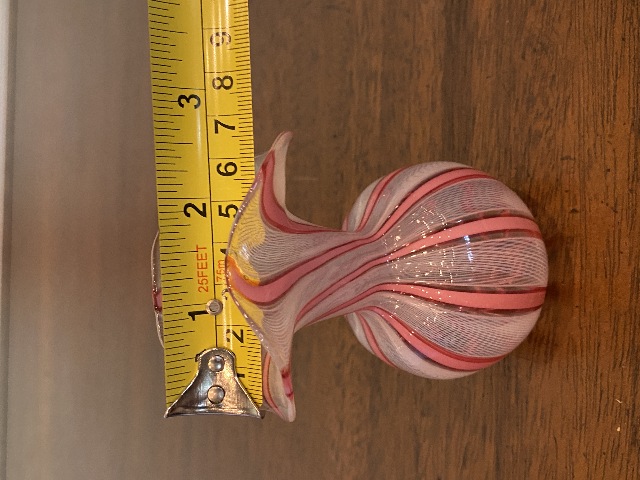 STUNNING VTG MURANO Pink/White Latticino ZANFIRICO Ribbon Glass