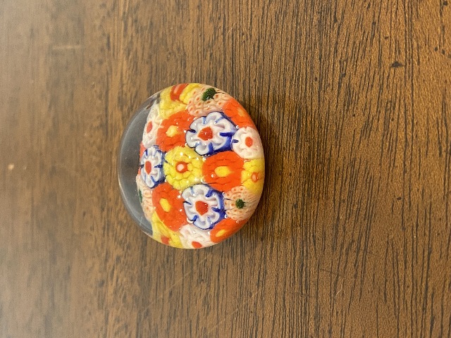 BEAUTIFUL VTG Mini Multicolored Millefiori Art Glass Paperweight 1.5"H