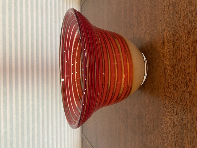 BEAUTIFUL Waterford Evolution Red/Amber Spiral Art Glass Vase 6.25"H SIGNED