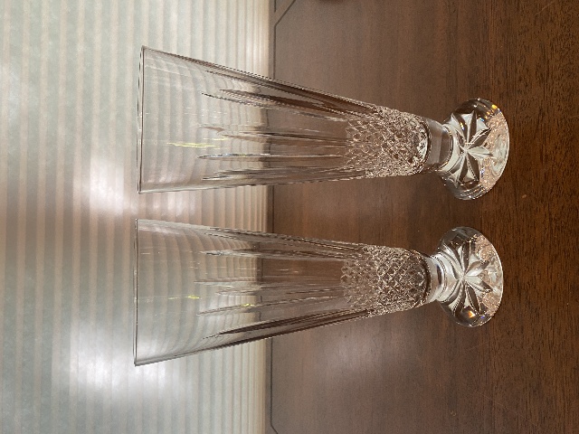 BEAUTIFUL VTG WATERFORD Crystal GLENMEDE Pilsner Glasses SIGNED 9"H PAIR