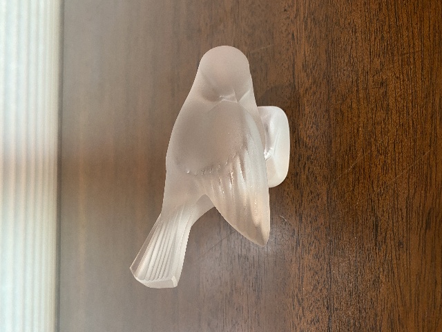 STUNNING VTG LALIQUE Crystal Frosted Moineau Croquet Bird Figurine 4.5"L SIGNED