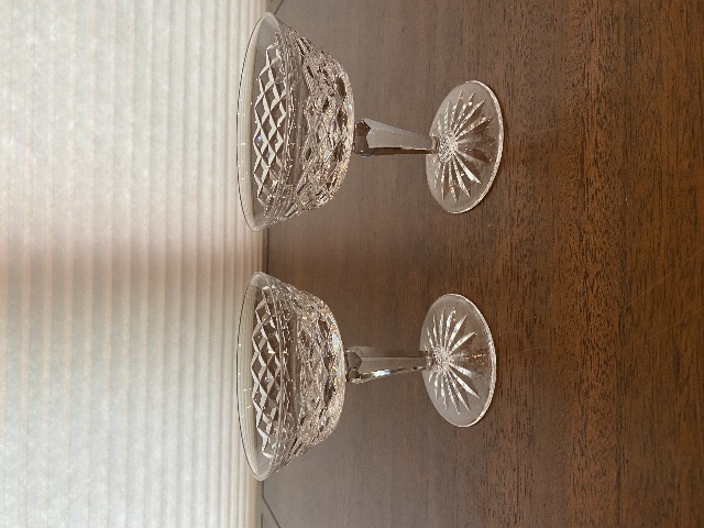 VTG WATERFORD Crystal TYRONE Champagne/Tall Sherbet Glasses SIGNED 4.75"H PAIR