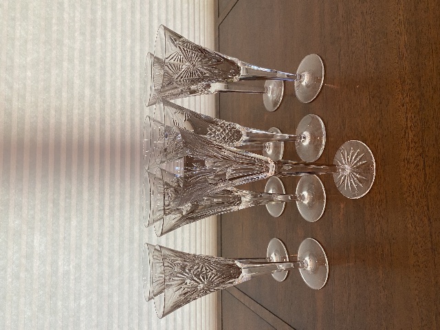 SET(9) MIXED WATERFORD Crystal Champagne Flutes 9.25"H SIGNED