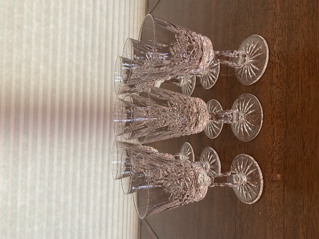 BEAUTIFUL SET(9) VTG WATERFORD Crystal KENMARE Claret Wine Glasses SIGNED 6"H