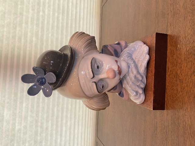 VTG LARGE LLADRO PENSIVE CLOWN Bust Glossy Porcelain Figurine #5130 10.25"H