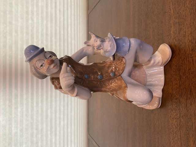 VTG LARGE TENGRA Clown W/Rabbit In Hat Glossy Porcelain Figurine 11"H