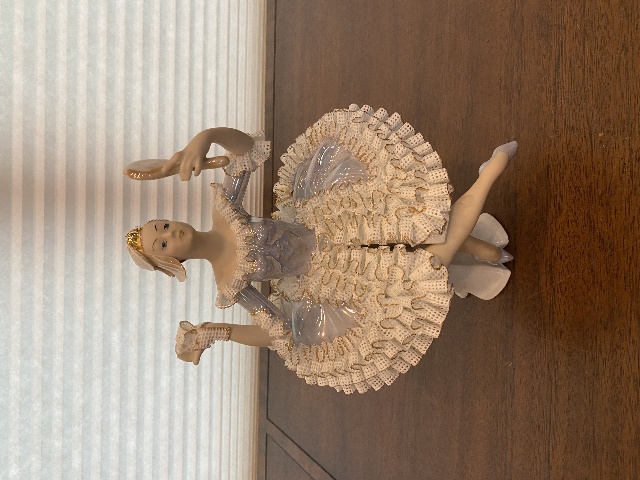 VTG Laced Fine Porcelain Ballerina Lady Figurine 10.5"H DAMAGED