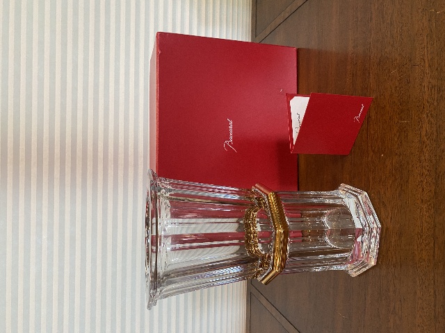 STUNNING BACCARAT Crystal HARCOURT 1841 Vase W/Gold Trim SIGNED W/BOX 12.5"H