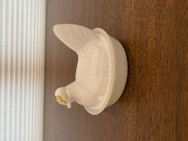 VTG Westmoreland Milk Glass/Opalescent Nesting Hen Design Candy Dish 5.5"L