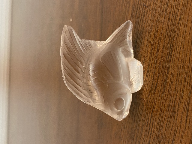 GORGEOUS SmallLALIQUE Crystal Frosted Clear Fish Paperweight 2"L FRANCE