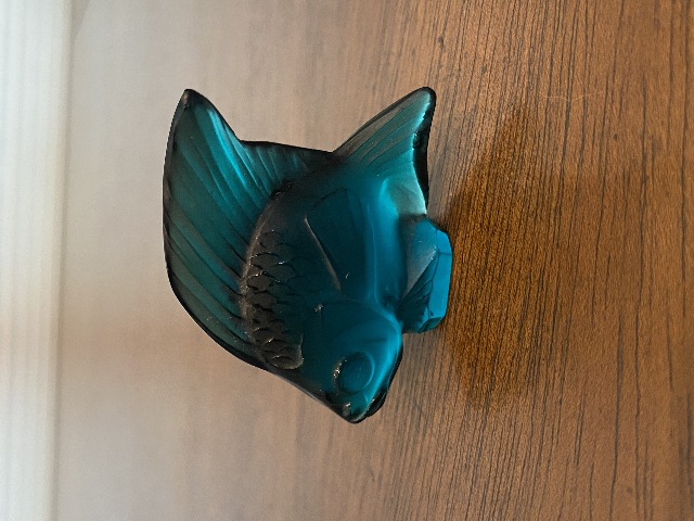 GORGEOUS Small LALIQUE Crystal Turquoise Fish Paperweight 2"L FRANCE