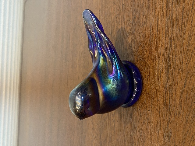VTG LEO WARD 1990 Cobalt Blue Iridescent Bluebird Of Happiness Paperweight 4"L