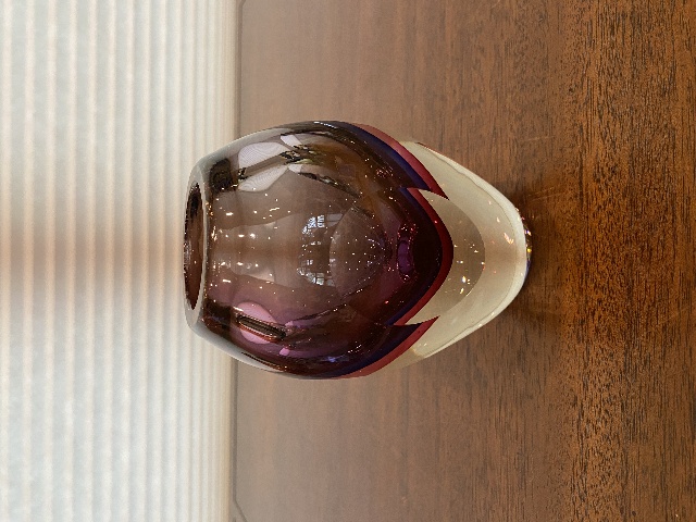 BEAUTIFUL VTG MURANO FLAVIO POLI Multicolored Sommerso Faceted Vase 5.5"H ITALY