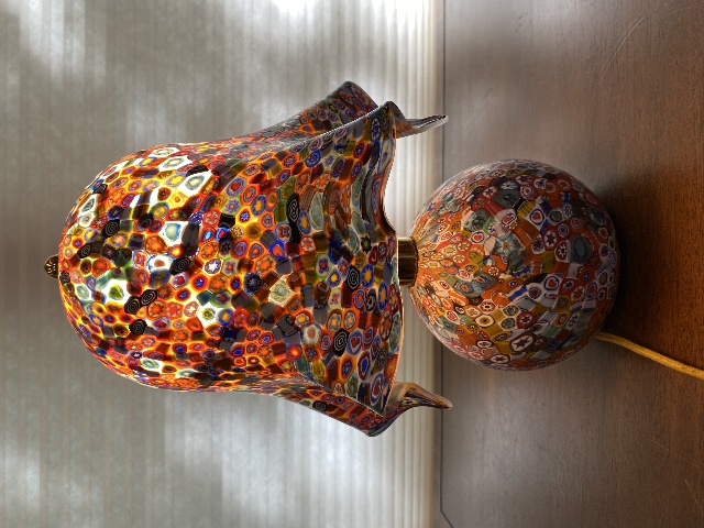 STUNNING VTG MURANO Multicolored MILLEFIORI Electric Table Lamp 13.5"H ITALY