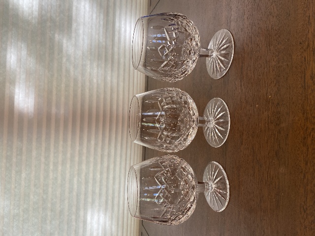 VTG SET(3) WATERFORD Crystal LISMORE Brandy Glasses SIGNED, IRELAND 5.25"H