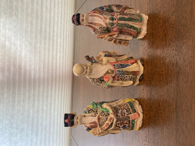 BEAUTIFUL SET(3) VTG FU LU SHOU HAND PAINTED Chinese Gods Resin Figurines