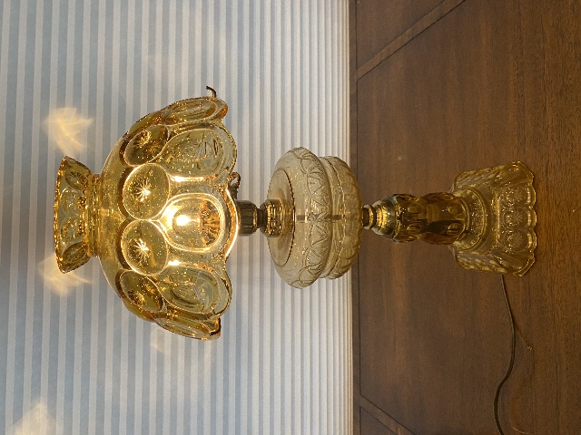 STUNNING VTG L. E. SMITH Amber MOON & STARS Electric Table Lamp 20"H