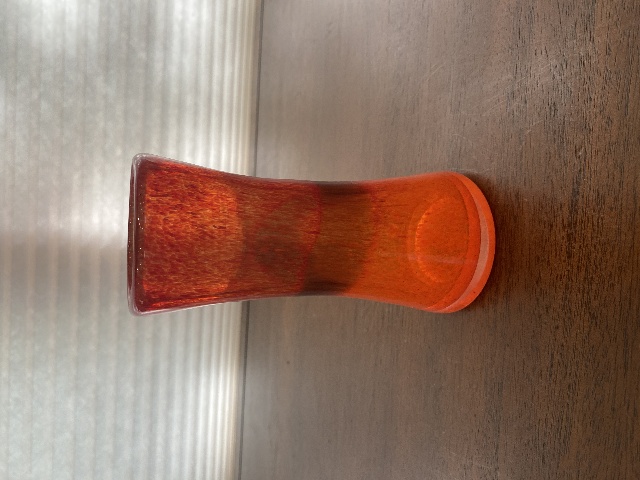 BEAUTIFUL Orange & Red Splatter Pattern Art Glass Vase 6.25"H