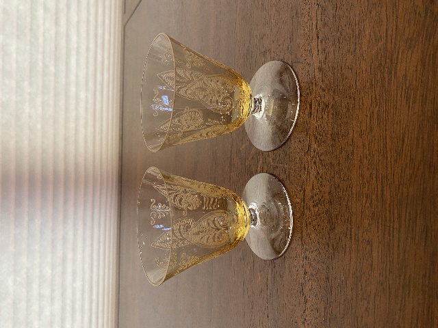 BEAUTIFUL VTG Fostoria TROJAN TOPAZ Fruit Cocktail/Oyster Glasses 3.5"H PAIR