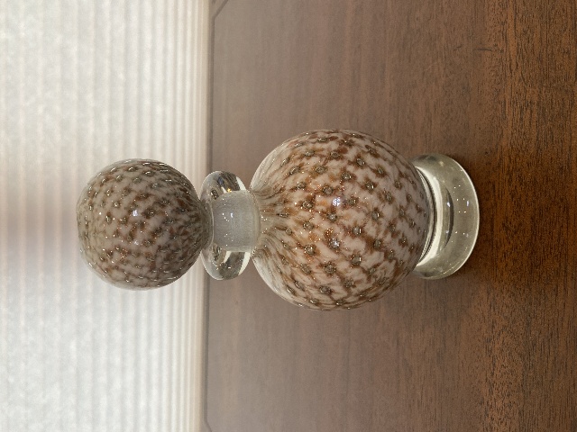 VTG MURANO White/Gold Aventurine Perfume Bottle W/STOPPER & Bubbles 7.25"H