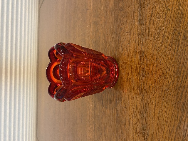 VTG FENTON Amberina BARRED & OVAL Toothpick Holder 3.25"H