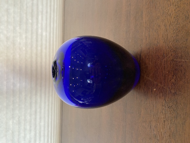 VTG Cobalt Blue Hand Blown Art Glass Vase 5.5"H