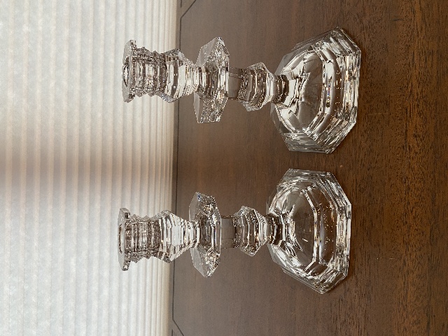 PAIR Of VTG BACCARAT Crystal REGENCE Candlesticks SIGNED 7.25"H FRANCE