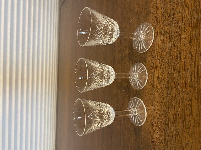 SET(3) VTG  WATERFORD Crystal LISMORE Cordial Glasses SIGNED, IRELAND 3.5"H