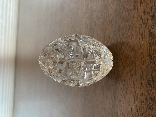 Sullivans Crystal Stars & Circles Egg Shaped Paperweight W/LABEL 3.5"H POLAND