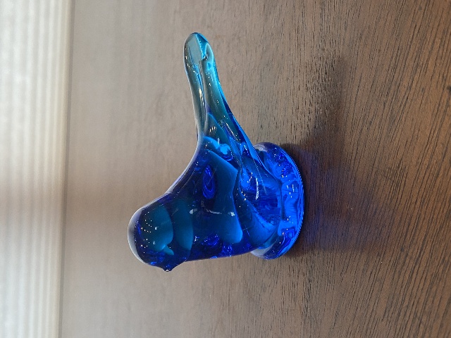 VTG Leo Ward Small Blue  Art Glass Bird Of Happiness Figurine 3.5"L