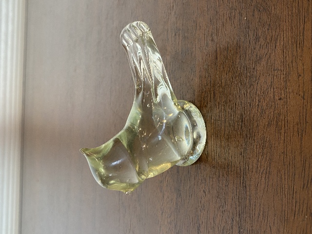 1995 VTG RON RAY Small Clear Tinted Yellow Art Glass Cardinal Bird Figurine 4"L