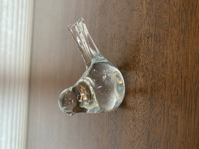 VTG Small Clear Art Glass Bird Figurine 4.25"L