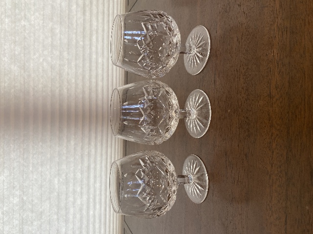 SET(3) VTG WATERFORD Crystal LISMORE Brandy Glasses SIGNED, IRELAND 5.25"H