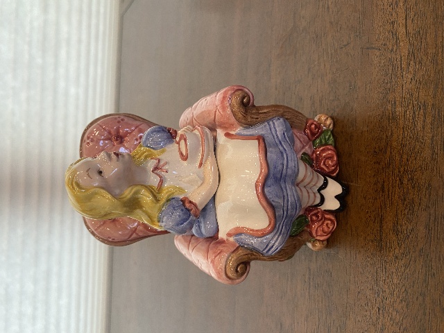 1992 HAND PAINTED Fitz & Floyd ALICE IN WONDERLAND Ceramic Sugar Bowl 5.5"H