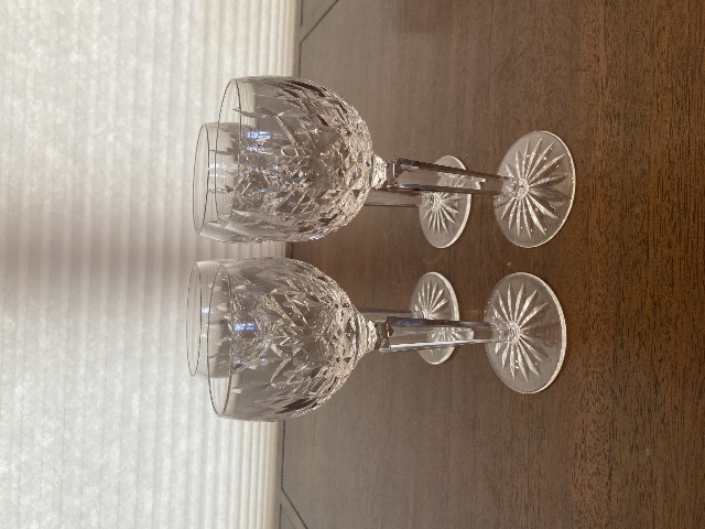 SET(4) VTG WATERFORD Crystal LISMORE Hock Wine Glasses SIGNED, IRELAND 7.5"H