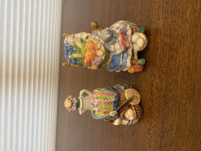 1996 VTG Fitz & Floyd Countryside Rocking chair/Barrel/Cat Salt & Pepper Shakers