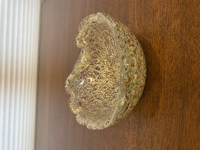 VTG MURANO Multicolored Silver Flake Confetti Ashtray Bowl 6"L ITALY